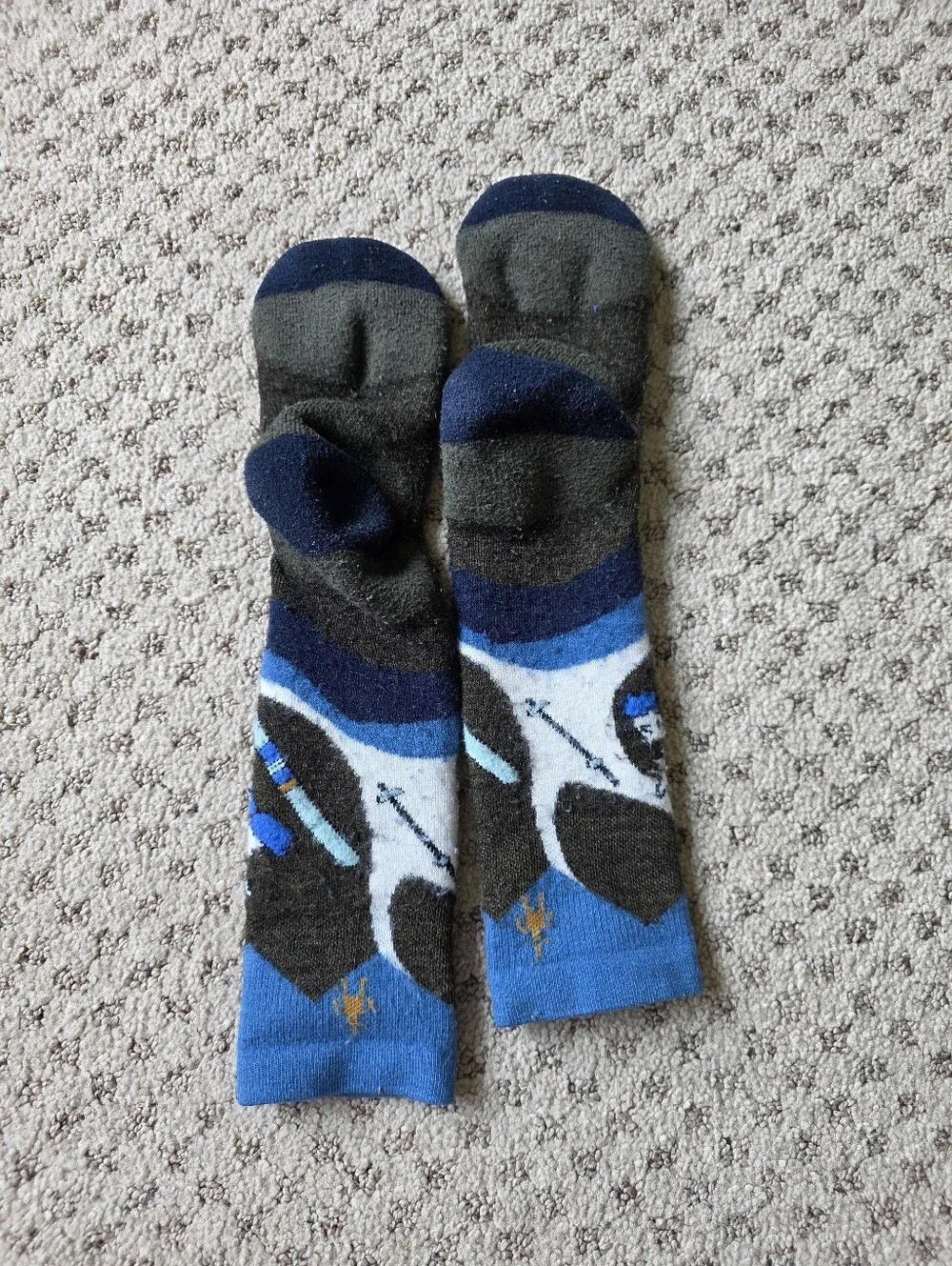 Smartwool Blue and White Yeti Washed Kids Crew Socks